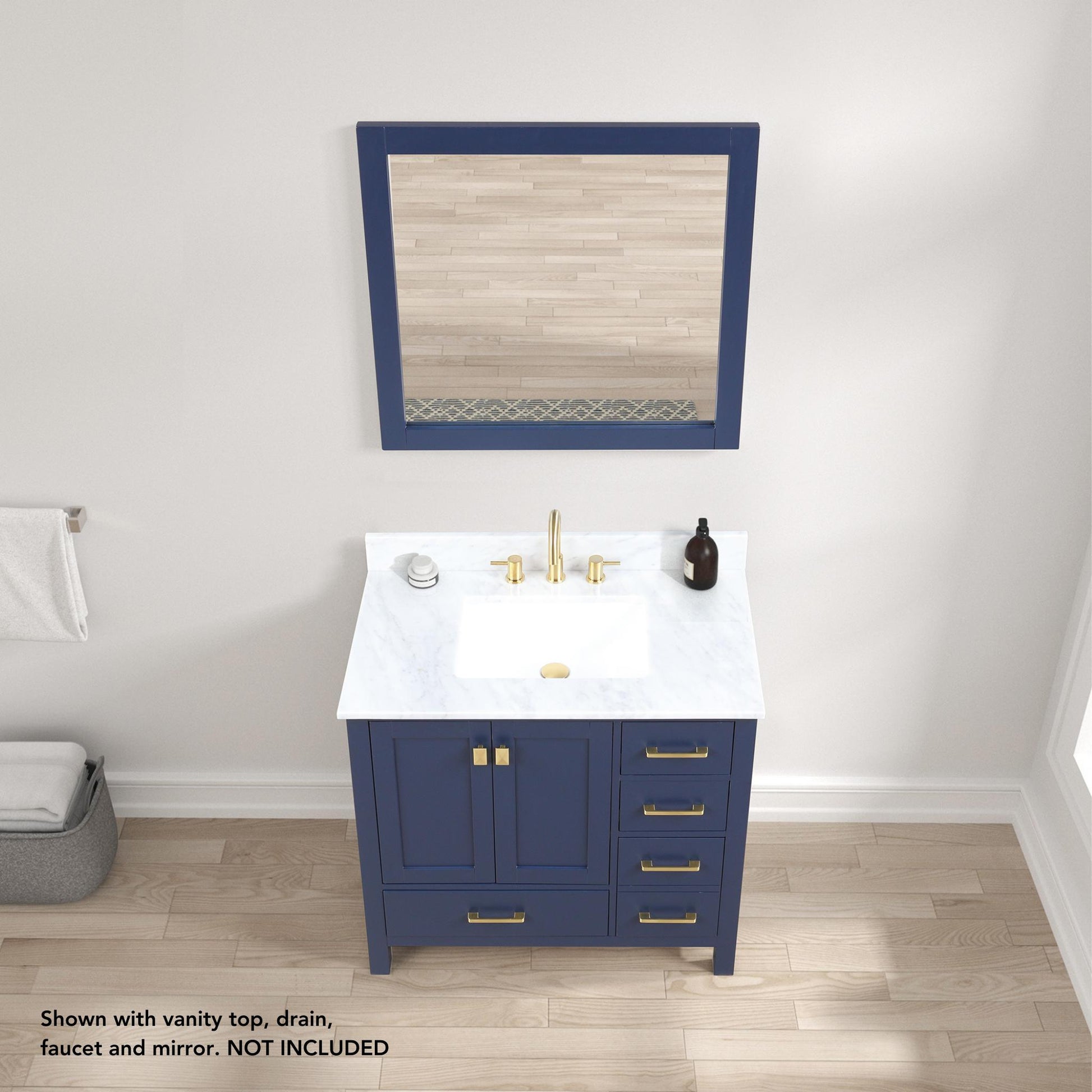 Blossom Geneva 36" 2-Door 5-Drawer Navy Blue Freestanding Solid Wood Single Vanity Base