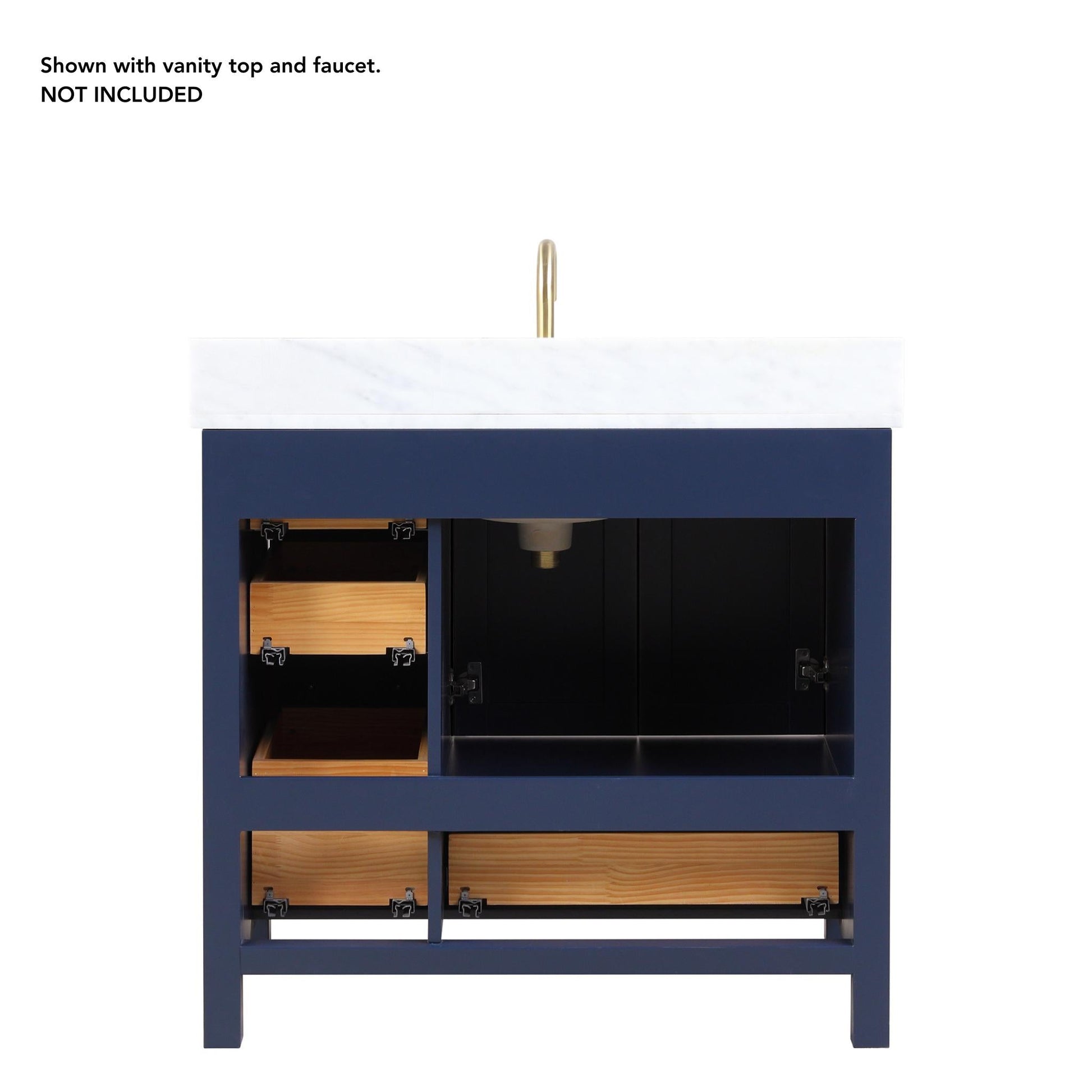 Blossom Geneva 36" 2-Door 5-Drawer Navy Blue Freestanding Solid Wood Single Vanity Base