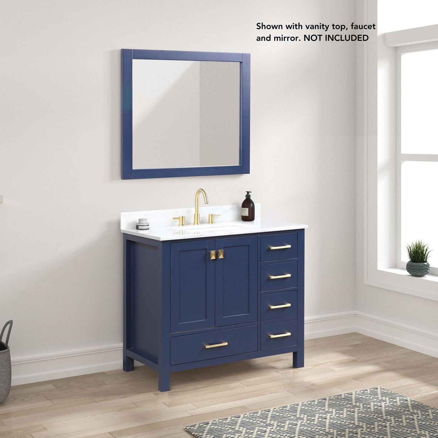 Blossom Geneva 36" 2-Door 5-Drawer Navy Blue Freestanding Solid Wood Single Vanity Base