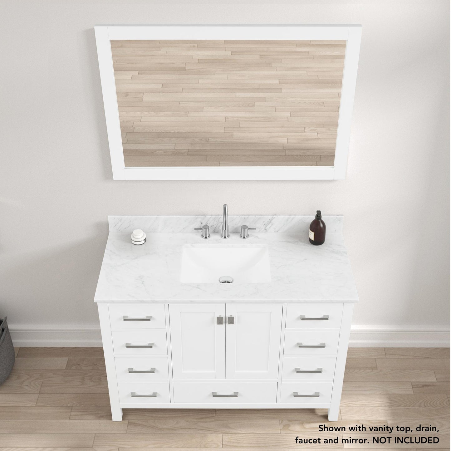 Blossom Geneva 48" 2-Door 9-Drawer Matte White Freestanding Solid Wood Double Vanity Base