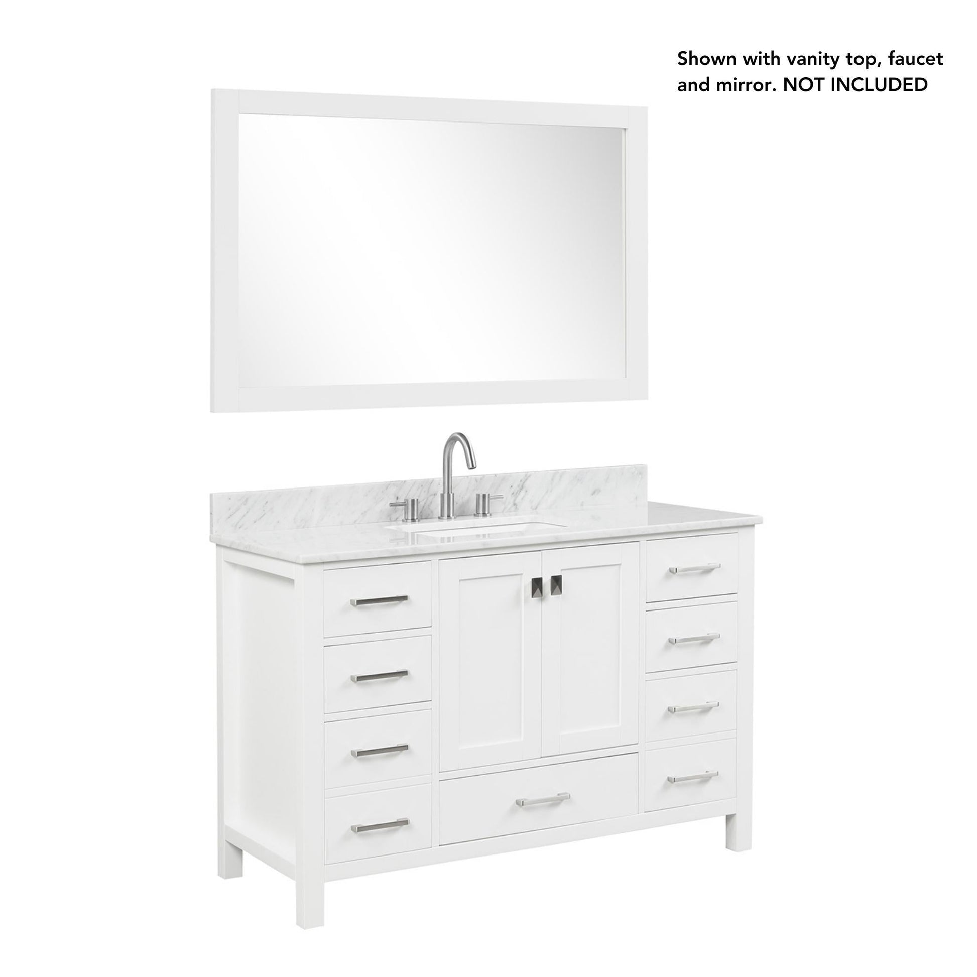 Blossom Geneva 48" 2-Door 9-Drawer Matte White Freestanding Solid Wood Double Vanity Base