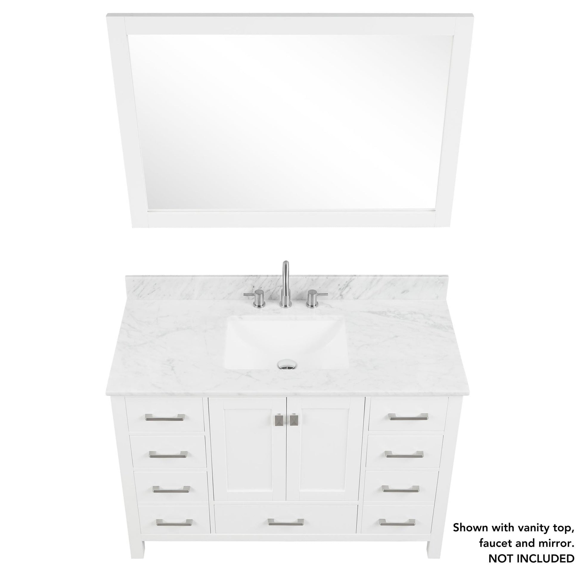 Blossom Geneva 48" 2-Door 9-Drawer Matte White Freestanding Solid Wood Double Vanity Base