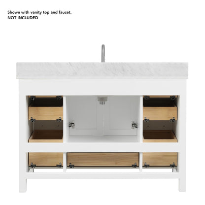 Blossom Geneva 48" 2-Door 9-Drawer Matte White Freestanding Solid Wood Double Vanity Base