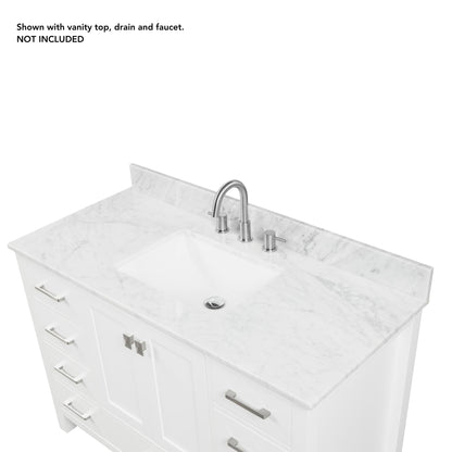 Blossom Geneva 48" 2-Door 9-Drawer Matte White Freestanding Solid Wood Double Vanity Base