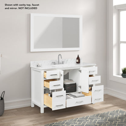 Blossom Geneva 48" 2-Door 9-Drawer Matte White Freestanding Solid Wood Double Vanity Base