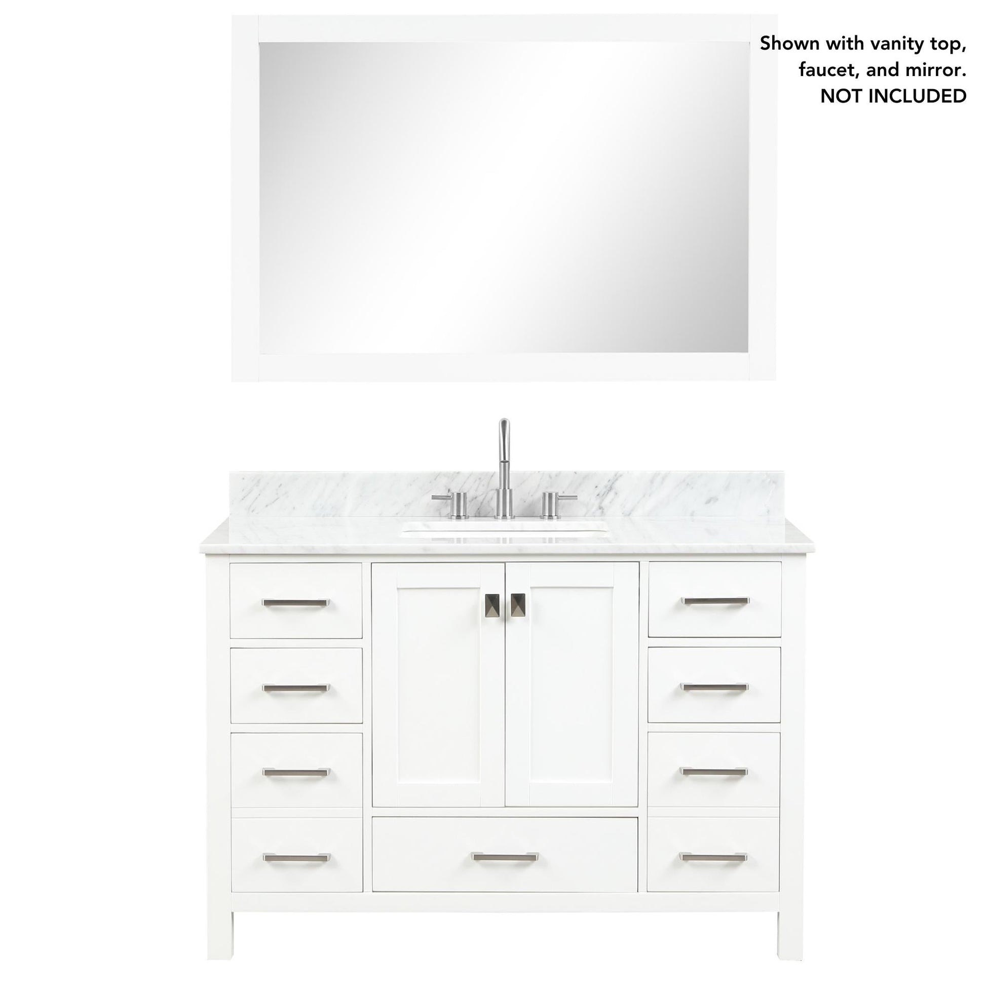 Blossom Geneva 48" 2-Door 9-Drawer Matte White Freestanding Solid Wood Double Vanity Base