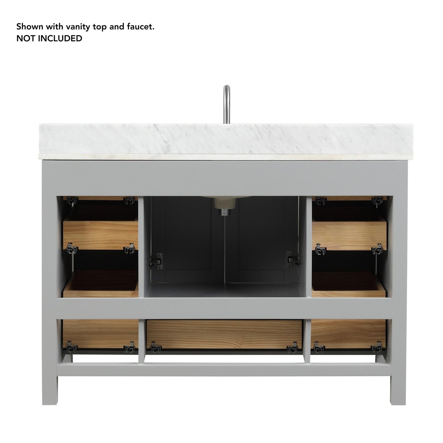 Blossom Geneva 48" 2-Door 9-Drawer Metal Gray Freestanding Solid Wood Double Vanity Base