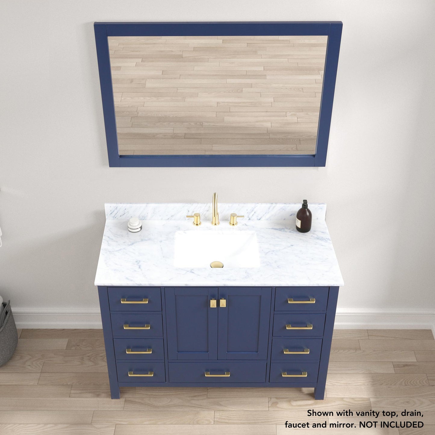 Blossom Geneva 48" 2-Door 9-Drawer Navy Blue Freestanding Solid Wood Double Vanity Base