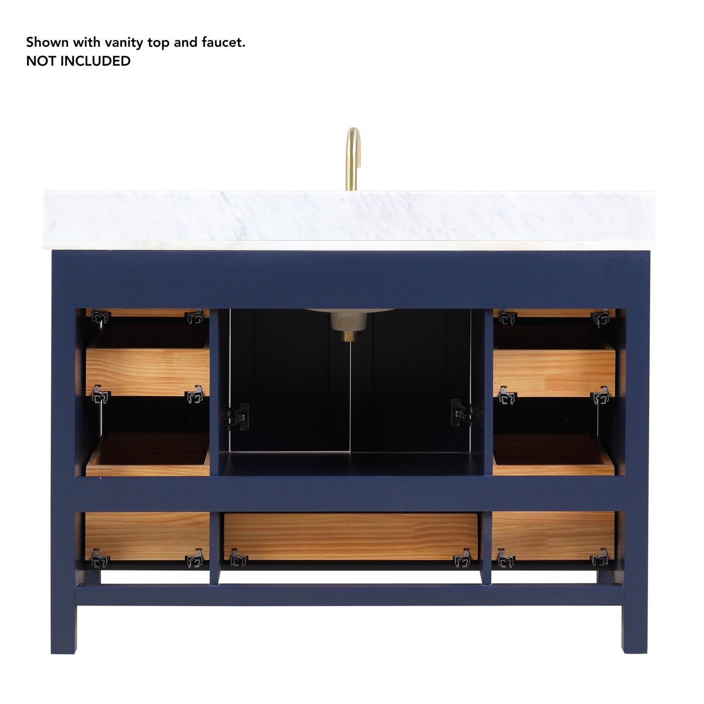 Blossom Geneva 48" 2-Door 9-Drawer Navy Blue Freestanding Solid Wood Double Vanity Base