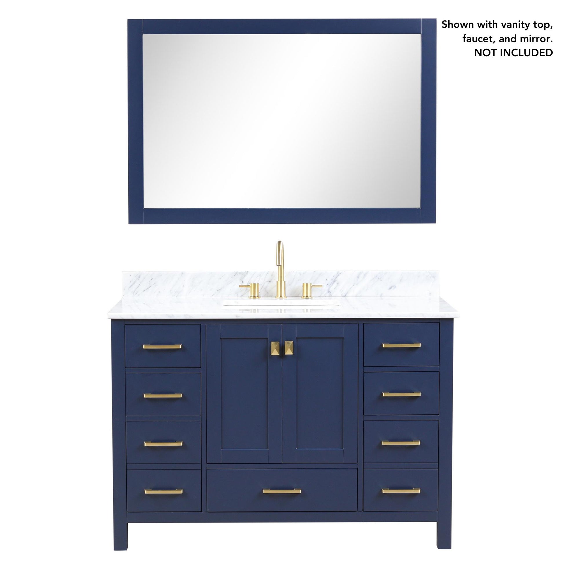 Blossom Geneva 48" 2-Door 9-Drawer Navy Blue Freestanding Solid Wood Double Vanity Base