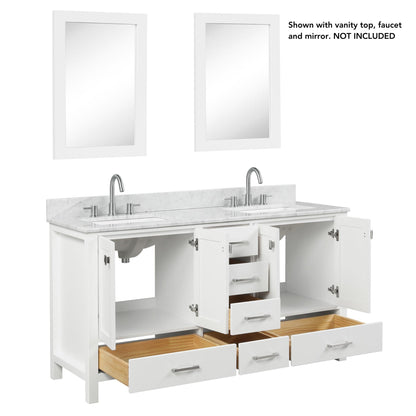 Blossom Geneva 60" 4-Door 6-Drawer Matte White Freestanding Solid Wood Double Vanity Base