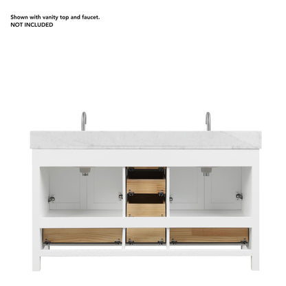 Blossom Geneva 60" 4-Door 6-Drawer Matte White Freestanding Solid Wood Double Vanity Base