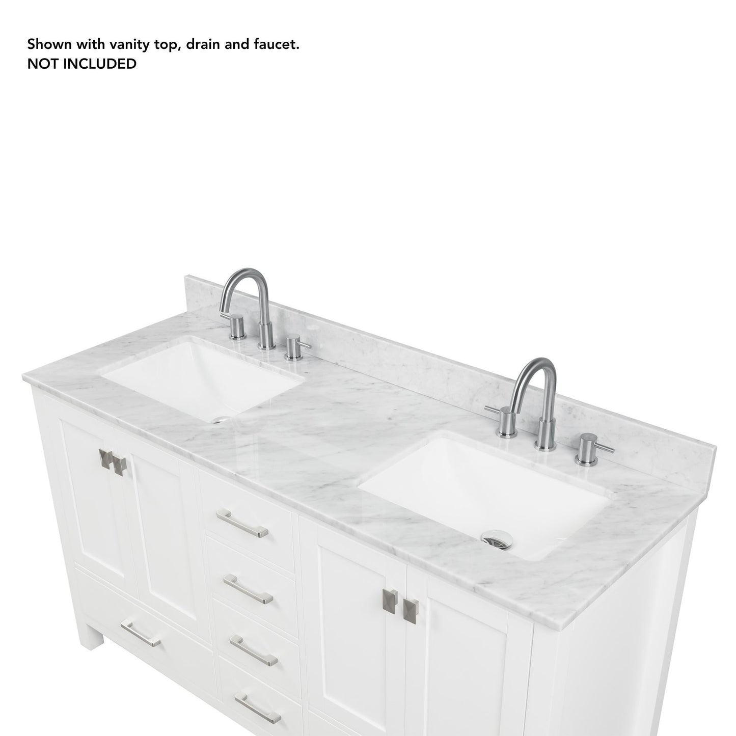 Blossom Geneva 60" 4-Door 6-Drawer Matte White Freestanding Solid Wood Double Vanity Base