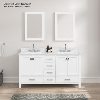 Blossom Geneva 60" 4-Door 6-Drawer Matte White Freestanding Solid Wood Double Vanity Base