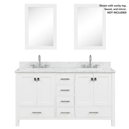 Blossom Geneva 60" 4-Door 6-Drawer Matte White Freestanding Solid Wood Double Vanity Base