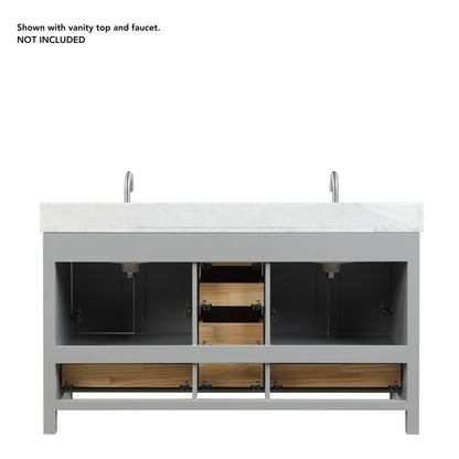 Blossom Geneva 60" 4-Door 6-Drawer Metal Gray Freestanding Solid Wood Double Vanity Base