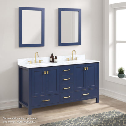 Blossom Geneva 60" 4-Door 6-Drawer Navy Blue Freestanding Solid Wood Double Vanity Base