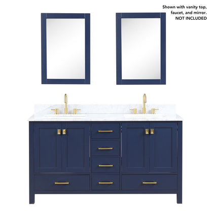 Blossom Geneva 60" 4-Door 6-Drawer Navy Blue Freestanding Solid Wood Double Vanity Base