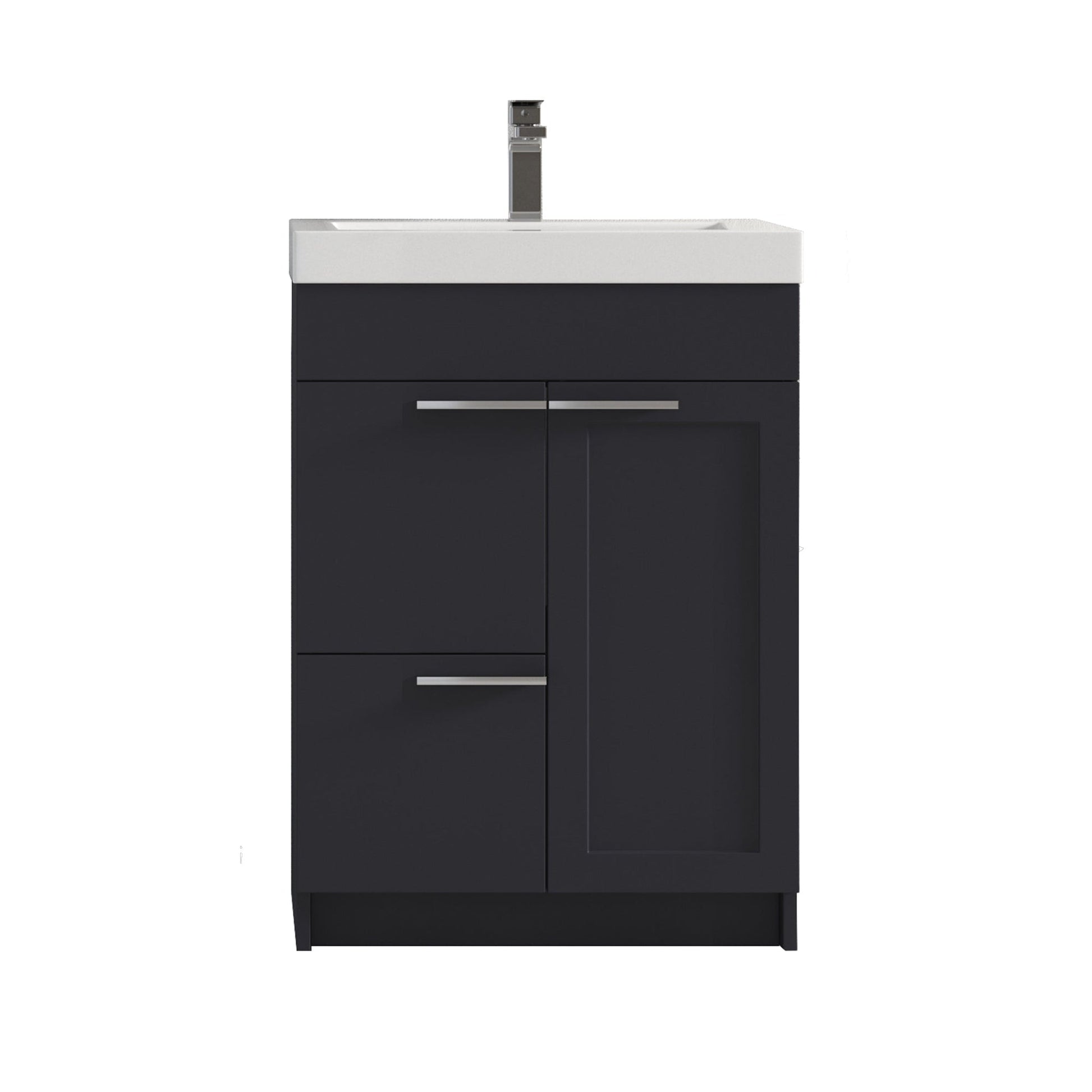 Blossom Hanover 24" 2-Door 1-Drawer Charcoal Freestanding Single Vanity Base