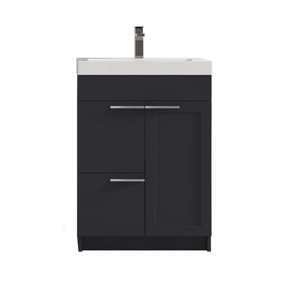 Blossom Hanover 24" 2-Door 1-Drawer Charcoal Freestanding Single Vanity Base