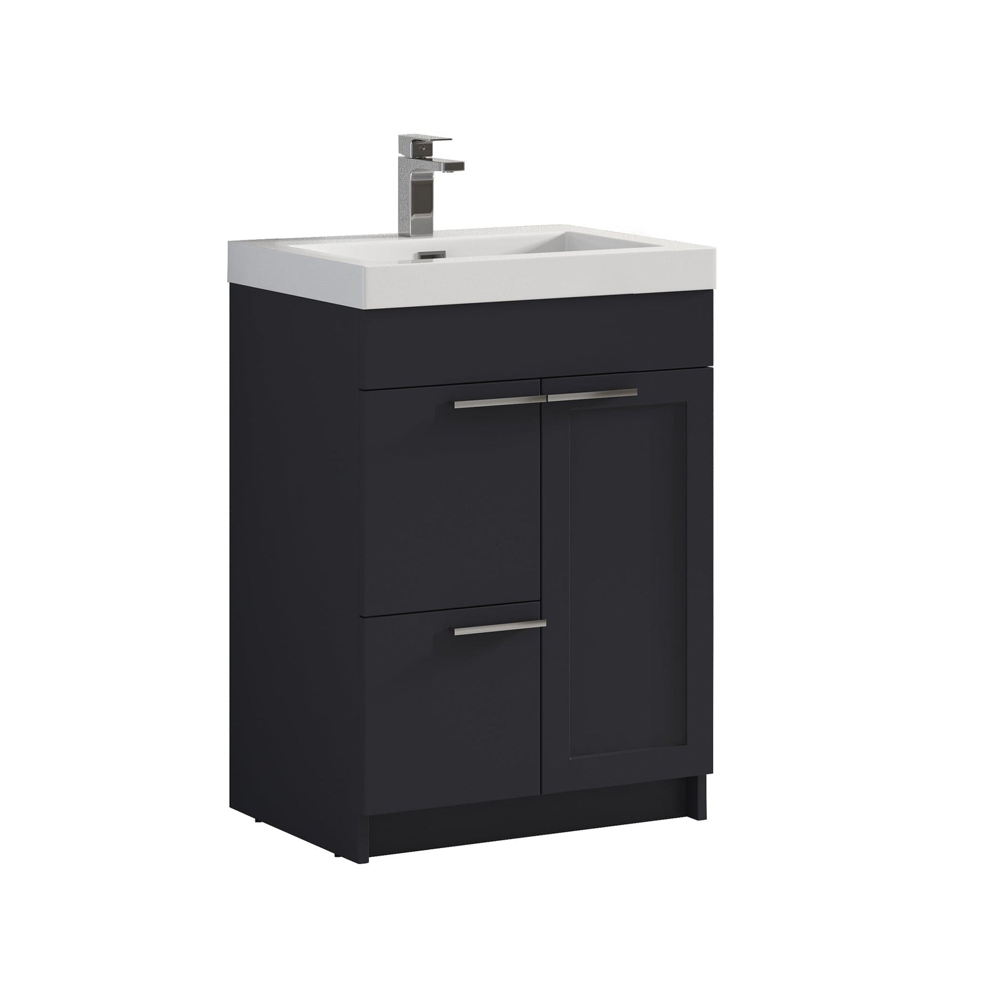 Blossom Hanover 24" 2-Door 1-Drawer Charcoal Freestanding Single Vanity Base