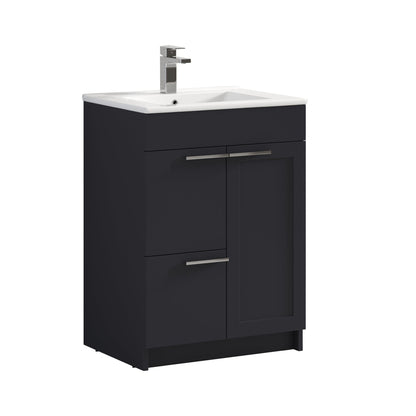 Blossom Hanover 24" 2-Door 1-Drawer Charcoal Freestanding Single Vanity Base