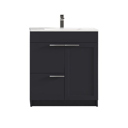 Blossom Hanover 30" 2-Door 1-Drawer Charcoal Freestanding Single Vanity Base