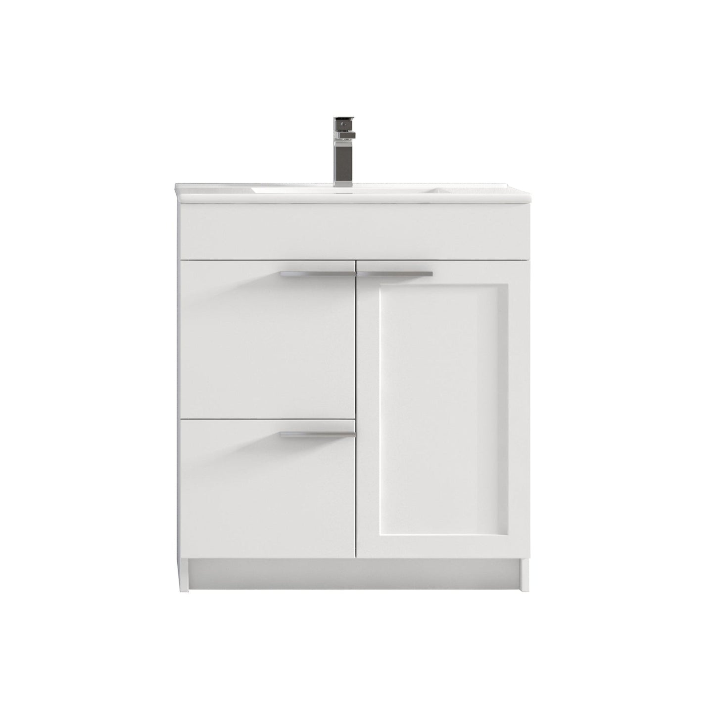 Blossom Hanover 30" 2-Door 1-Drawer Matte White Freestanding Single Vanity Base