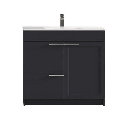 Blossom Hanover 36" 2-Door 1-Drawer Charcoal Freestanding Single Vanity Base