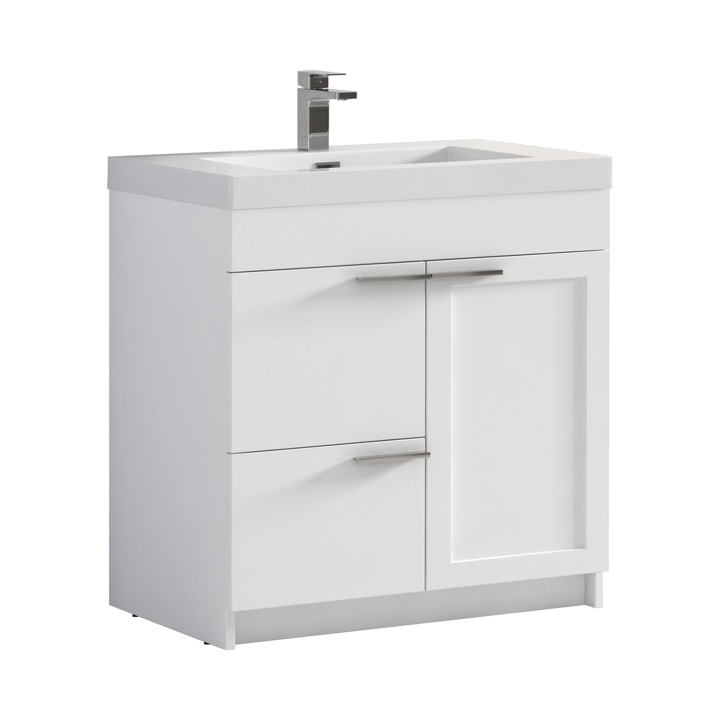 Blossom Hanover 36" 2-Door 1-Drawer Matte White Freestanding Single Vanity Base