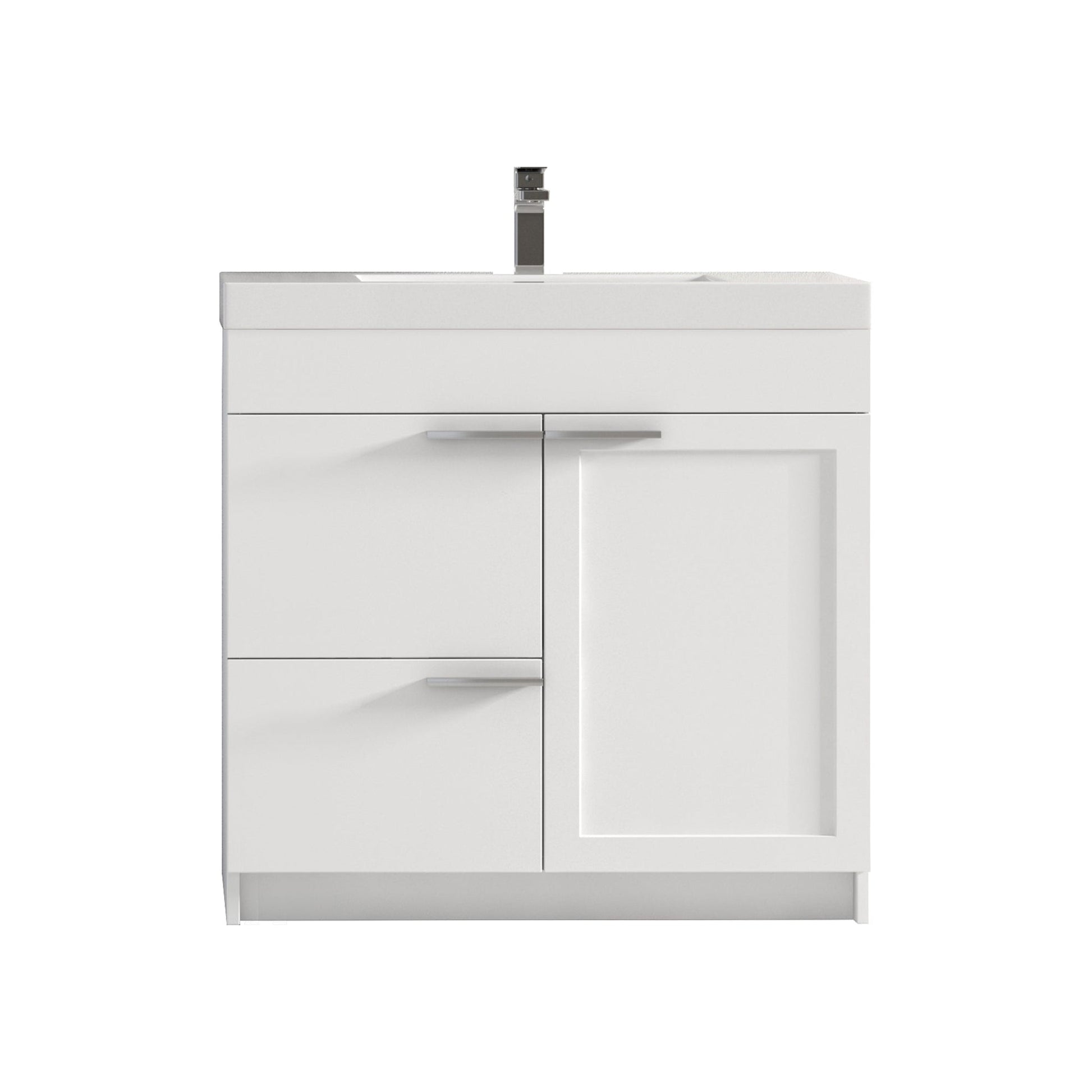 Blossom Hanover 36" 2-Door 1-Drawer Matte White Freestanding Single Vanity Base