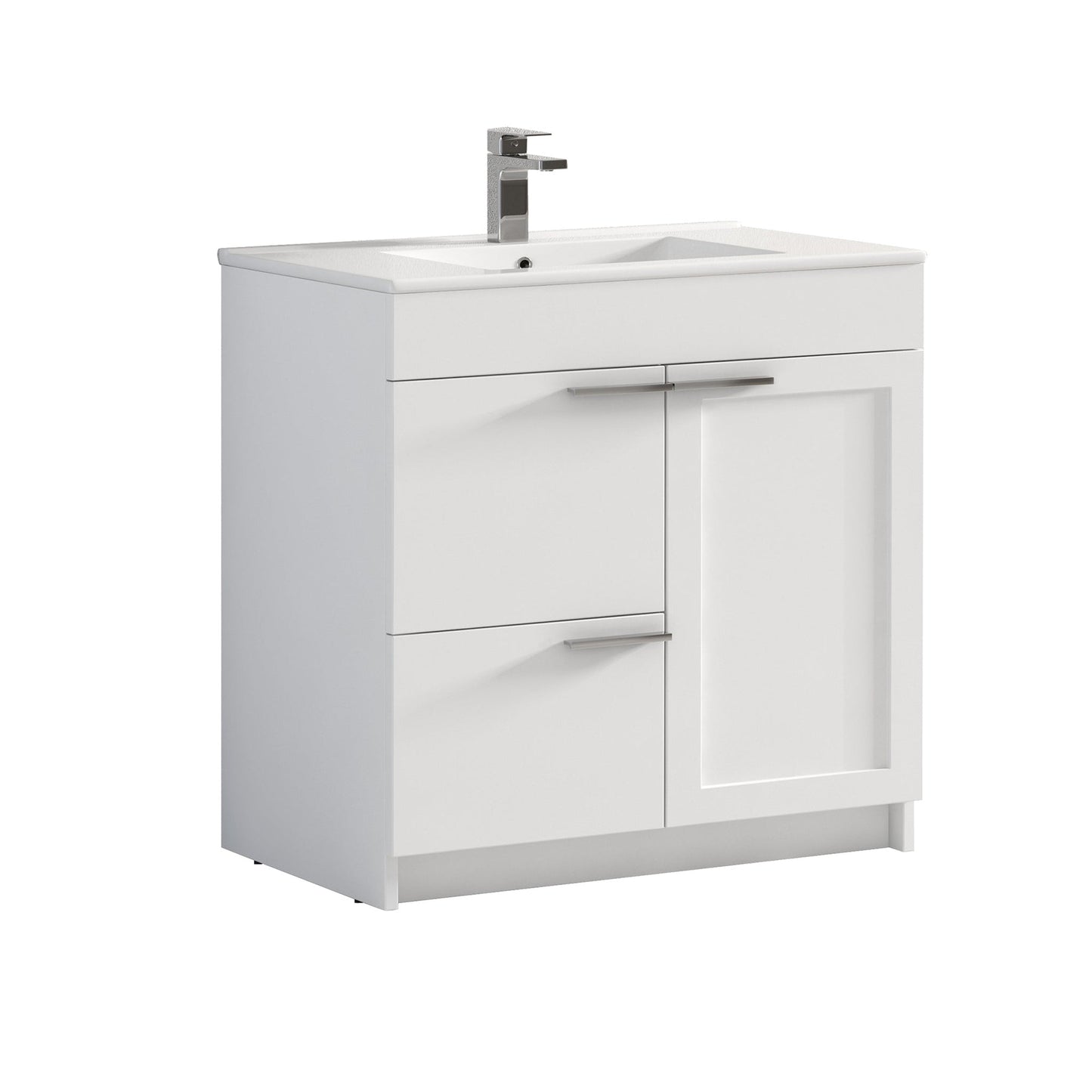 Blossom Hanover 36" 2-Door 1-Drawer Matte White Freestanding Single Vanity Base