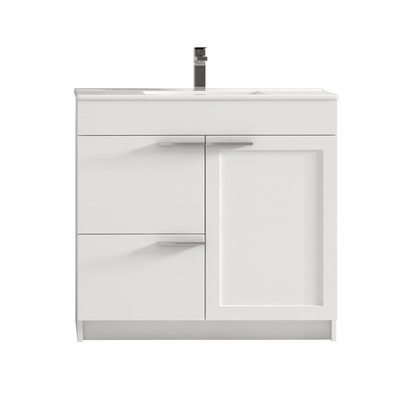 Blossom Hanover 36" 2-Door 1-Drawer Matte White Freestanding Single Vanity Base