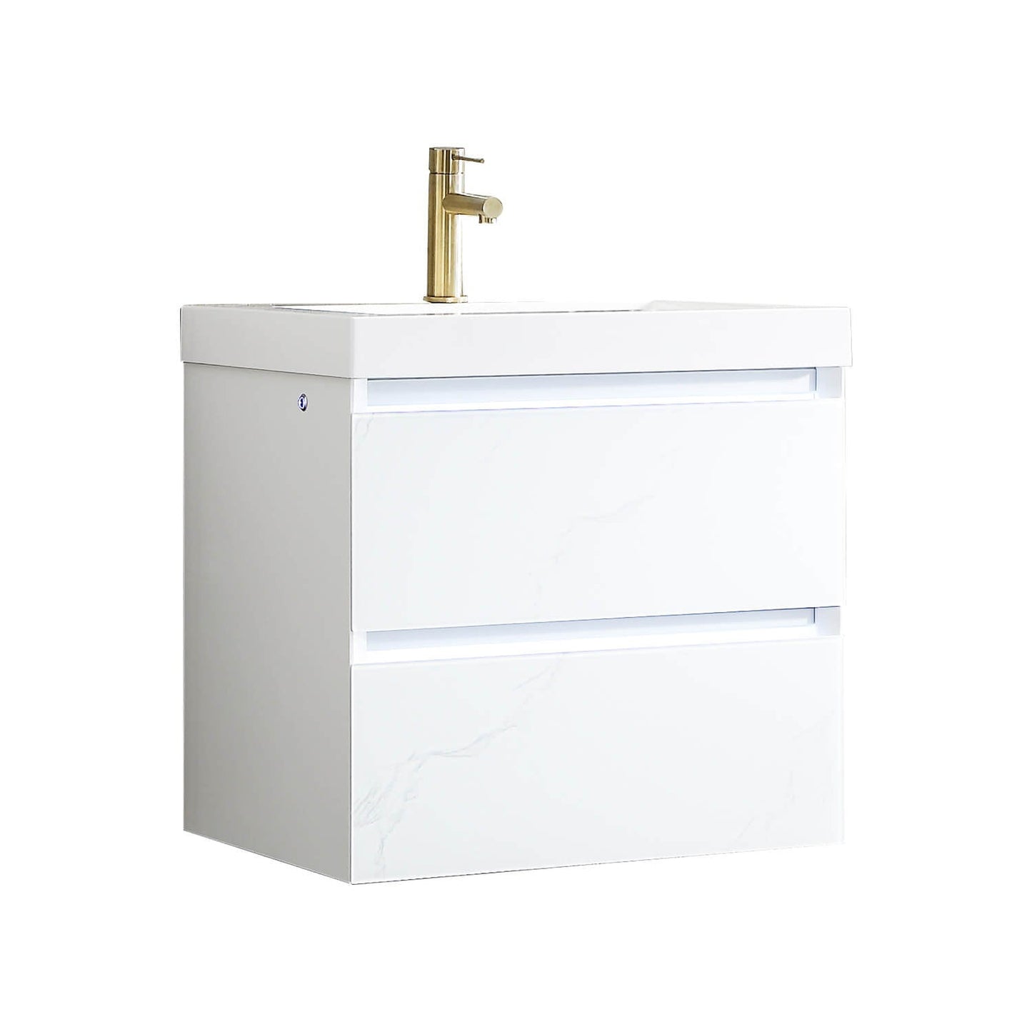 Blossom Jena 24" 2-Drawer Calacatta White Wall-Mounted Vanity Set With Acrylic Top and Integrated Single Sink