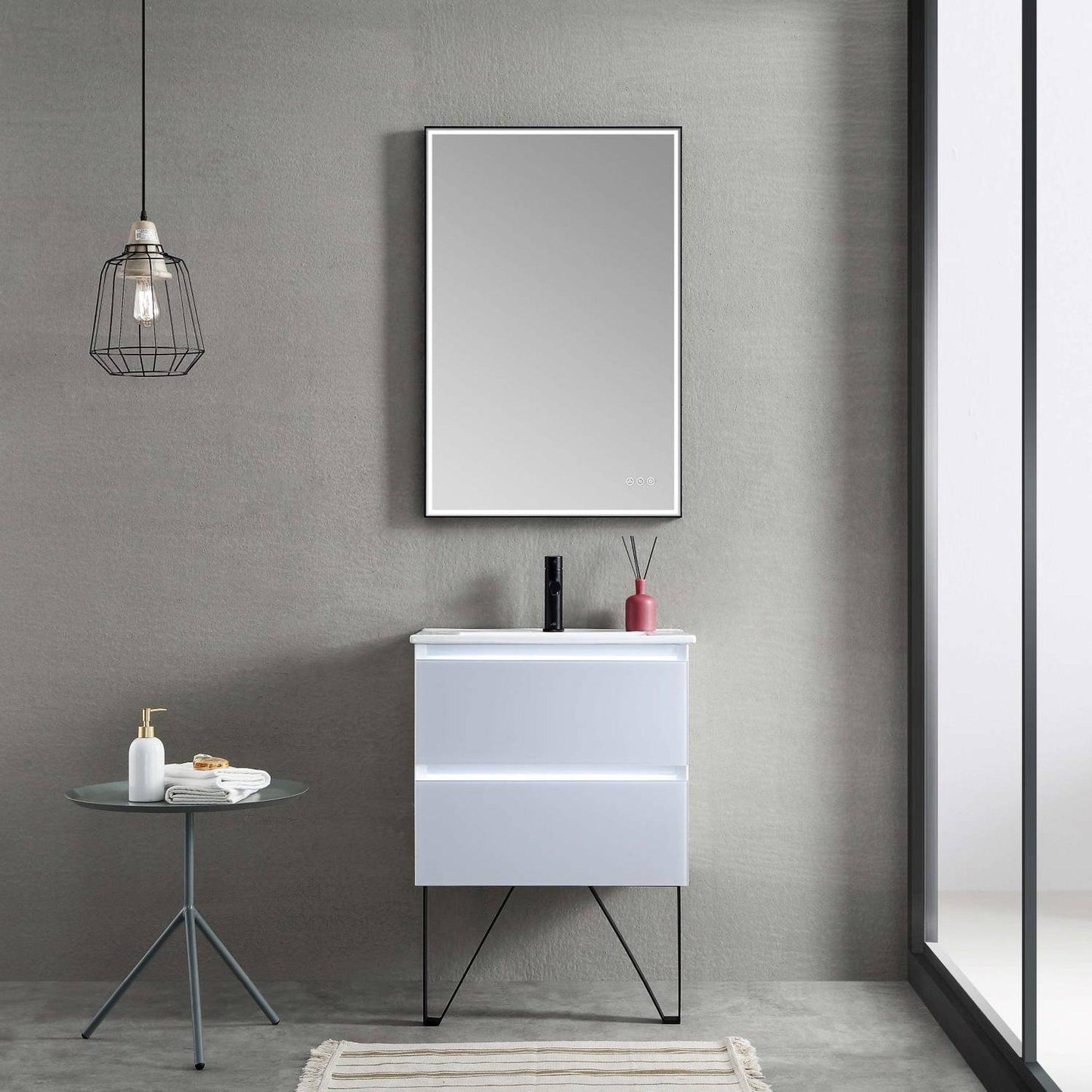 Blossom Jena 24" 2-Drawer Light Gray Wall-Mounted Vanity Base