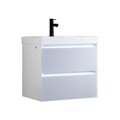 Blossom Jena 24" 2-Drawer Light Gray Wall-Mounted Vanity Set With Acrylic Top and Integrated Single Sink