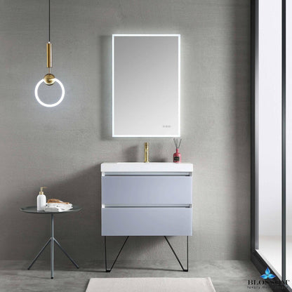 Blossom Jena 30" 2-Drawer Light Gray Wall-Mounted Vanity Set With Acrylic Top and Integrated Single Sink