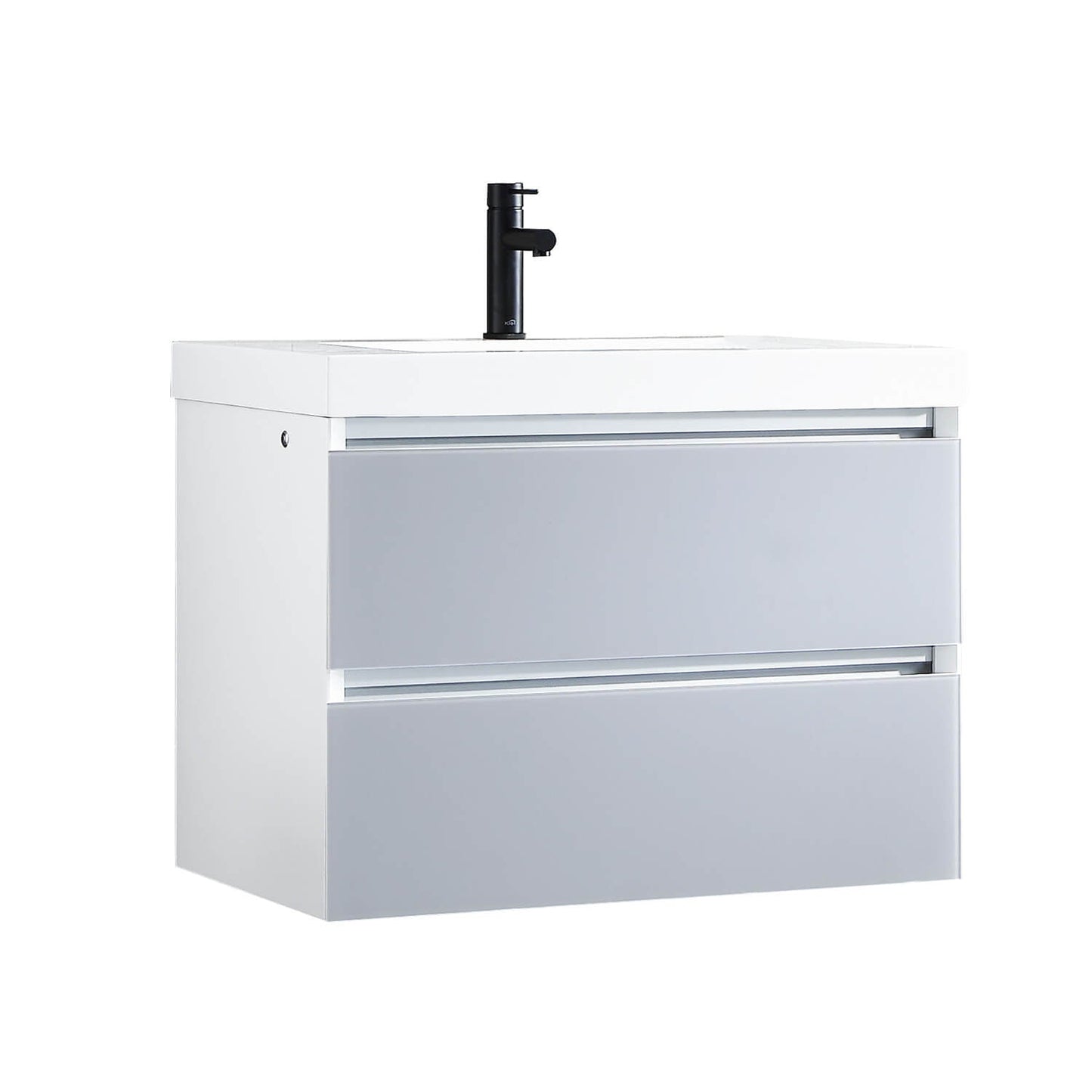 Blossom Jena 30" 2-Drawer Light Gray Wall-Mounted Vanity Set With Acrylic Top and Integrated Single Sink