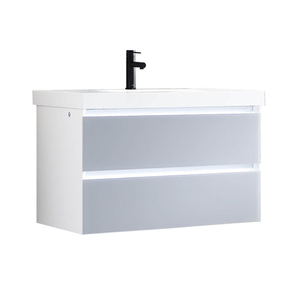 Blossom Jena 36" 2-Drawer Light Gray Wall-Mounted Vanity Set With Acrylic Top and Integrated Single Sink