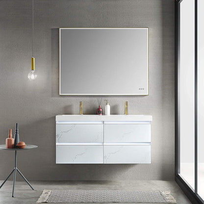 Blossom Jena 48" 2-Drawer Calacatta White Wall-Mounted Vanity Set With Acrylic Top and Integrated Double Sinks