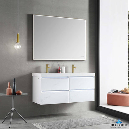 Blossom Jena 48" 4-Drawer Calacatta White Wall-Mounted Vanity Base