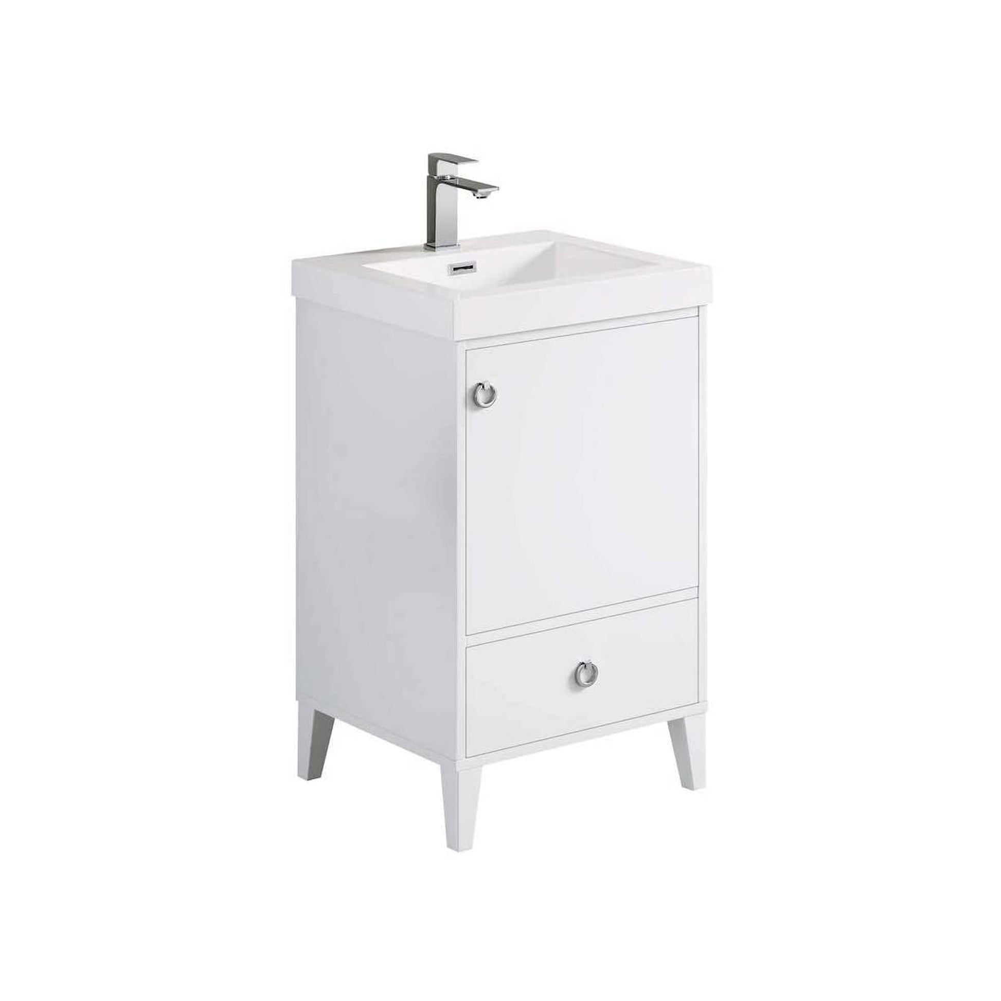 Blossom Lyon 20" 1-Door 1-Drawer Matte White Freestanding Vanity Set With Acrylic Top and Integrated Single Sink