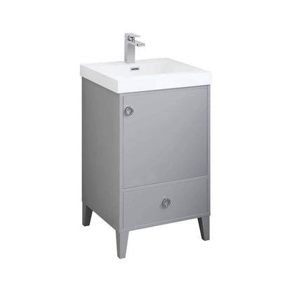 Blossom Lyon 20" 1-Door 1-Drawer Metal Gray Freestanding Vanity Set With Acrylic Top and Integrated Single Sink