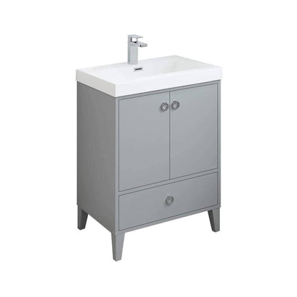 Blossom Lyon 24" 2-Door 1-Drawer Metal Gray Freestanding Vanity Base