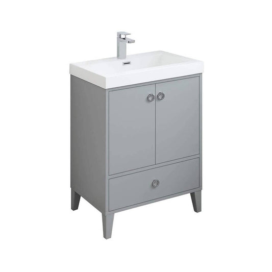 Blossom Lyon 24" 2-Door 1-Drawer Metal Gray Freestanding Vanity Set With Acrylic Top and Integrated Single Sink