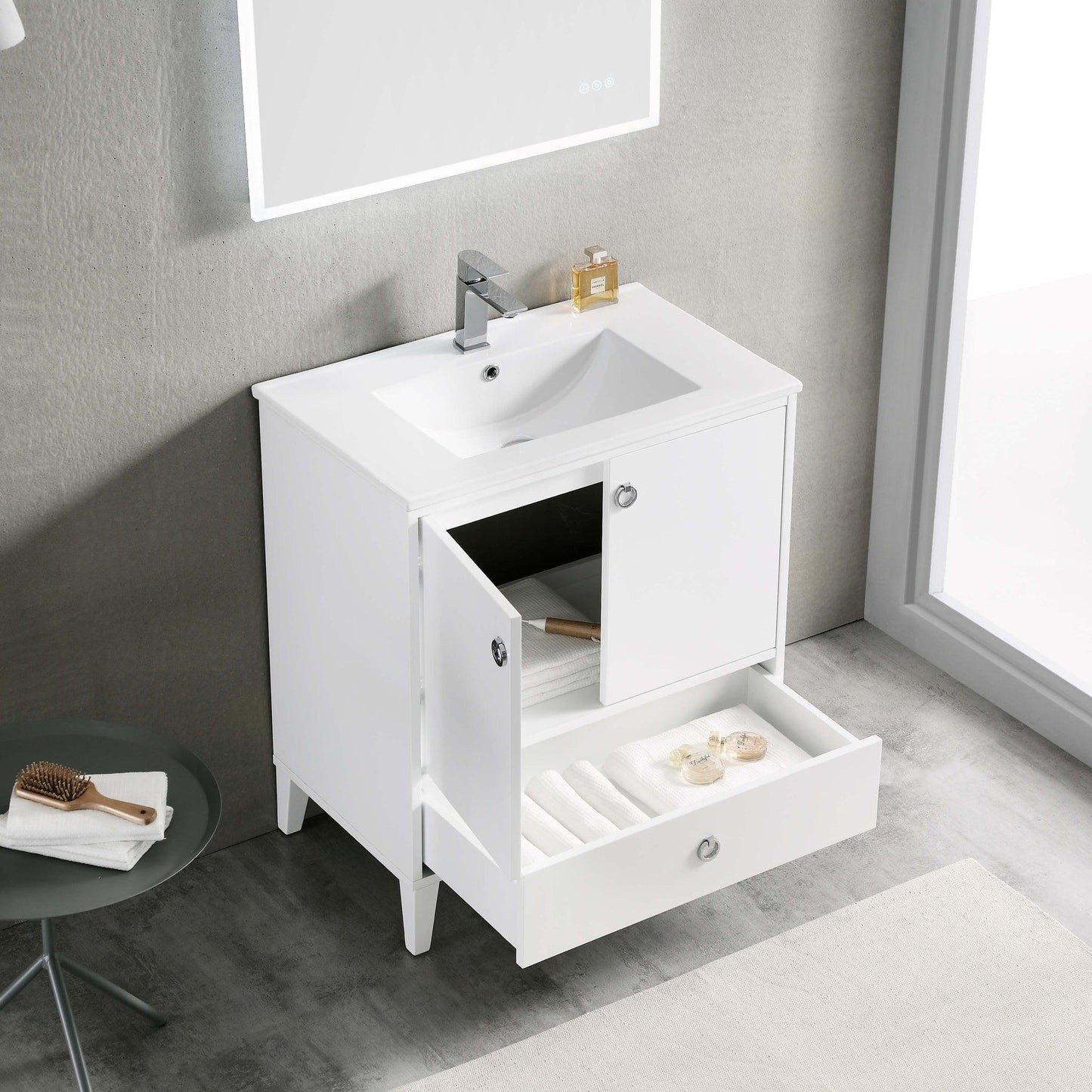 Blossom Lyon 30" 2-Door 1-Drawer Matte White Freestanding Vanity Base