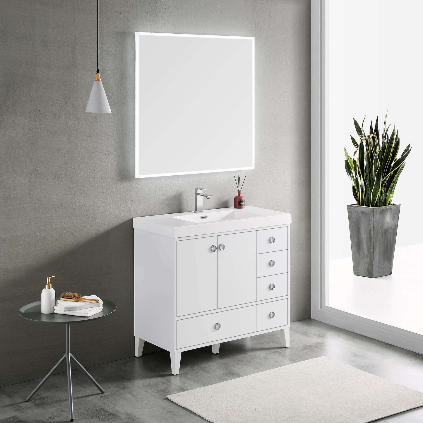 Blossom Lyon 36" 2-Door 5-Drawer Matte White Freestanding Vanity Base