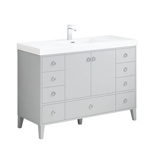 Blossom Lyon 48" 2-Door 9-Drawer Metal Gray Freestanding Vanity Base