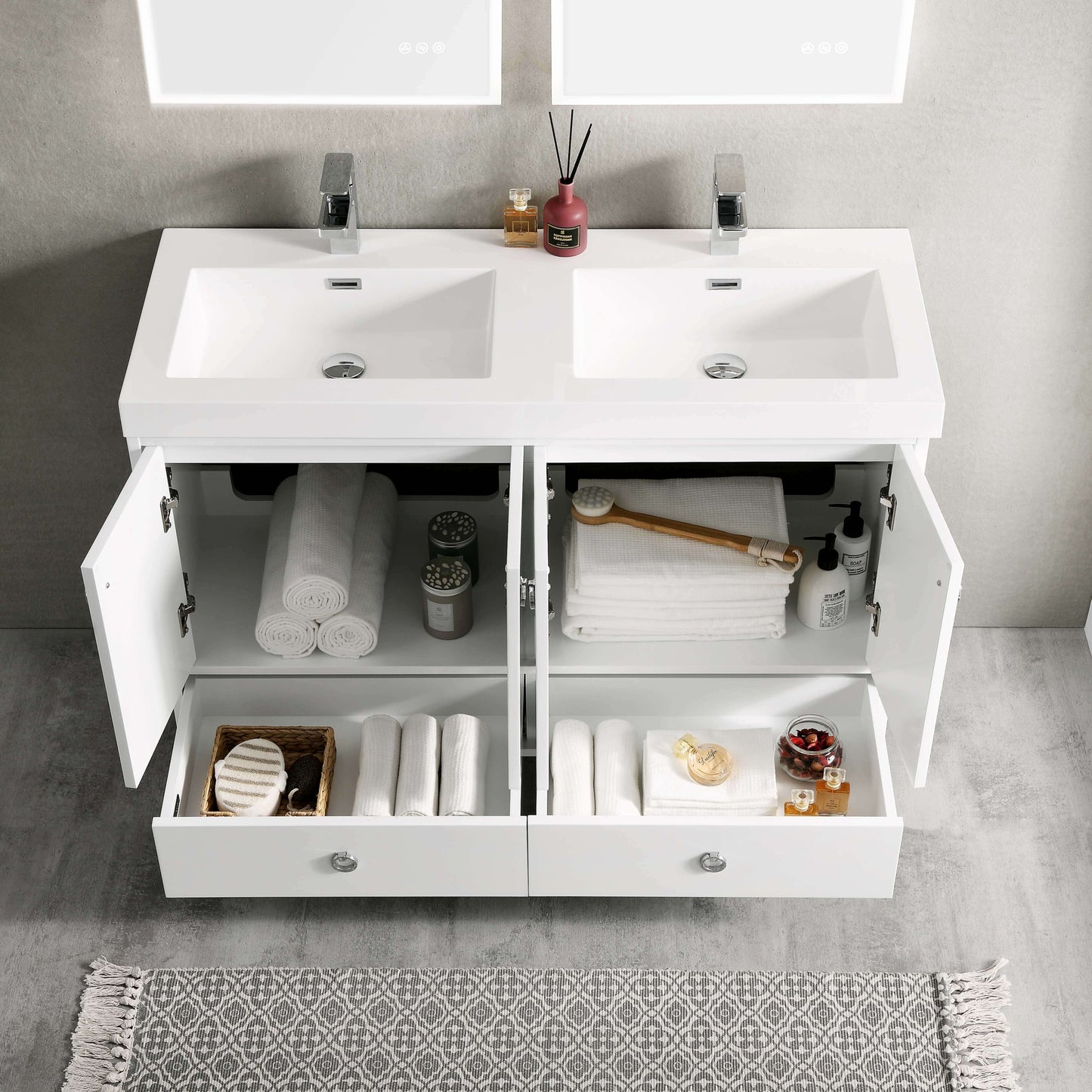 Blossom Lyon 48" 4-Door 2-Drawer Matte White Freestanding Vanity Base