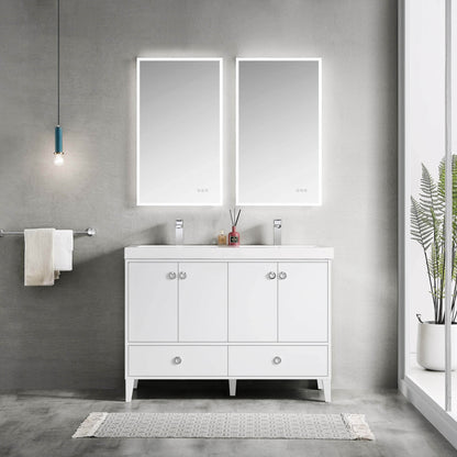 Blossom Lyon 48" 4-Door 2-Drawer Matte White Freestanding Vanity Set With Acrylic Top and Integrated Double Sinks